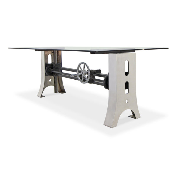 Industrial Dining Table Polished Stainless Steel Adjustable Height ...