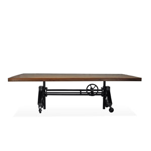 Otis Steel Dining Table 8x4 Foot - Adjustable Height - Casters - Rustic Natural Dining Table Rustic Deco