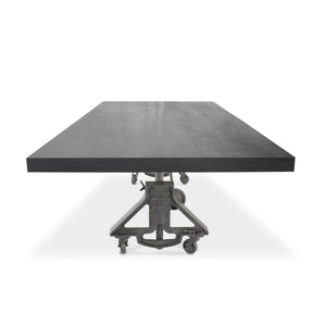 Otis Steel Dining Table - Adjustable Height - Iron Base - Casters - Ebony Dining Table Rustic Deco