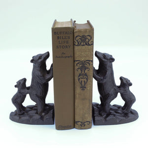 Bear Family with Cubs Bookends Figurine - Metal - Cast Iron - Pair - Rustic Deco Incorporated