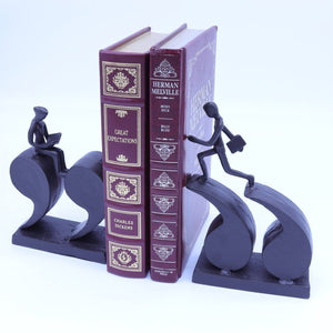 Cast Iron Quotation Runner Bookends - Metal - Book Reading - Library - Rustic Deco Incorporated