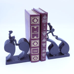 Cast Iron Quotation Runner Bookends - Metal - Book Reading - Library - Rustic Deco Incorporated