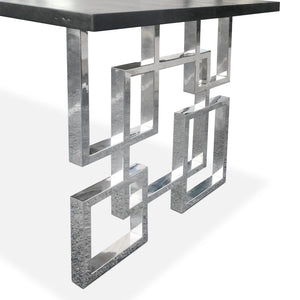 Geometric Square Art Deco Table Legs - Polished Stainless Steel - Set of 2 - Rustic Deco Incorporated