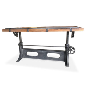 Industrial Adjustable Crank Drafting Desk - Tilt Top - Cast Iron Base 70" - Rustic Deco Incorporated