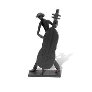 Jazz Cowboy Musician Playing Cello Sculpture Cast Iron - Rustic Deco Incorporated