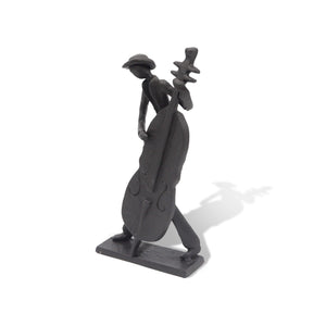 Jazz Cowboy Musician Playing Cello Sculpture Cast Iron - Rustic Deco Incorporated