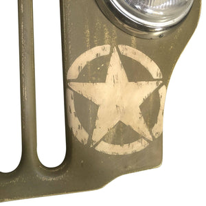 Jeep Grille Lighted Wall Art Willys Headlights - WWII Army Green - Rustic Deco Incorporated
