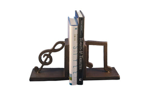 Musical Notes Cast Iron Bookends - Metal - Pair - Rustic Deco Incorporated