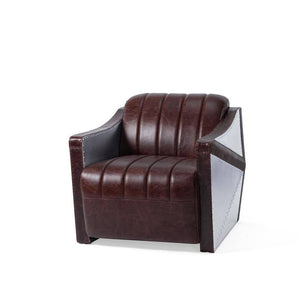 Tomcat Aviator Leisure Chair - Aircraft - Aluminum Leather Armchair - Rustic Deco Incorporated