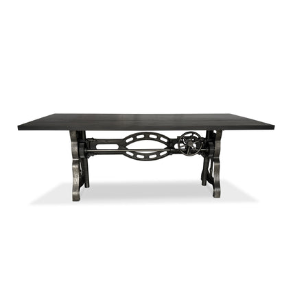 Shoemaker Industrial Dining Table - Adjustable Iron Base - Ebony Top