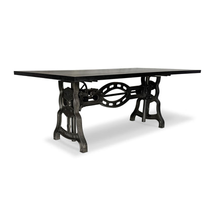 Shoemaker Industrial Dining Table - Adjustable Iron Base - Ebony Top