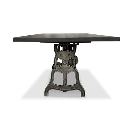 Shoemaker Industrial Dining Table - Adjustable Iron Base - Ebony Top