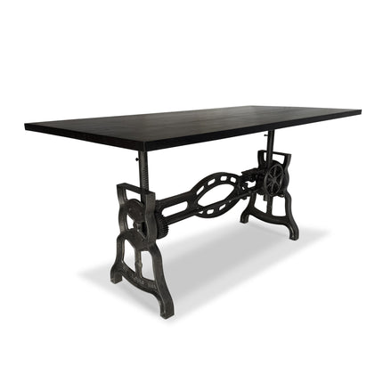 Shoemaker Industrial Dining Table - Adjustable Iron Base - Ebony Top