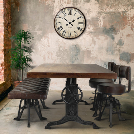 Frederick Industrial Dining Table Desk - Adjustable Height - Walnut Top