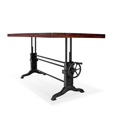 Frederick Industrial Dining Table Desk - Adjustable Height - Walnut Top