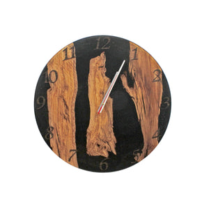 Black Frosted Resin Epoxy Olive Wood Wall Clock 20 Inches Clock Rustic Deco Incorporated