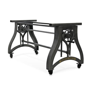 Crescent Industrial Dining Table Base - Adjustable Height - Casters - Cast Iron DIY Rustic Deco