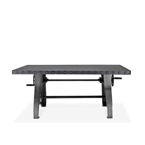 Crescent Writing Table Desk - Adjustable Height Metal Base - Steel Top Desk Rustic Deco