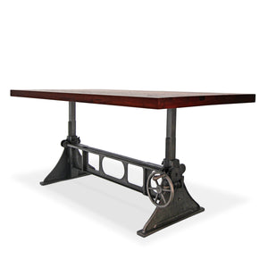 Delta Industrial Dining Adjustable Height Cast Iron Base Mahogany Rustic Dining Table Rustic Deco