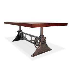Delta Industrial Dining Adjustable Height Cast Iron Base Mahogany Rustic Dining Table Rustic Deco