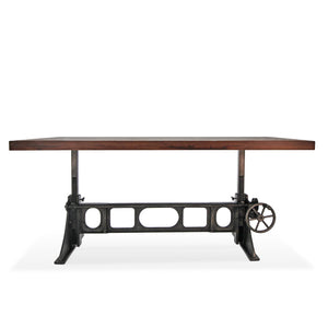 Delta Industrial Dining Adjustable Height Cast Iron Base - Natural Rustic Dining Table Rustic Deco