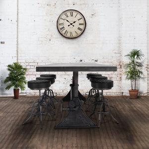 Delta Industrial Dining Adjustable Height Crank Cast Iron Base - Pewter Dining Table Rustic Deco