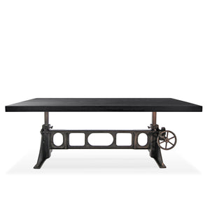Delta Industrial Dining Adjustable Height Crank Cast Iron Base Rustic Ebony Dining Table Rustic Deco