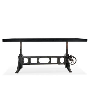 Delta Industrial Dining Adjustable Height Crank Cast Iron Base Rustic Ebony Dining Table Rustic Deco