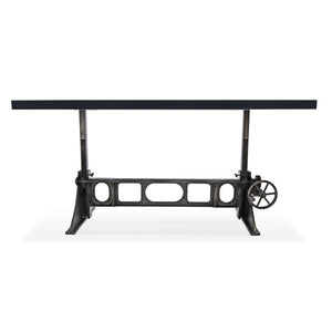 Industrial Dining - Adjustable Height Crank - Cast Iron Base - Ebony Dining Table Rustic Deco