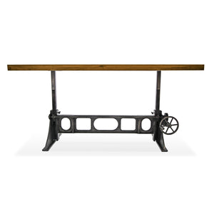 Industrial Dining - Adjustable Height Crank - Cast Iron Base - Natural Dining Table Rustic Deco