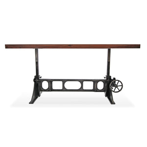 Industrial Dining - Adjustable Height Crank - Cast Iron Base - Provincial Dining Table Rustic Deco