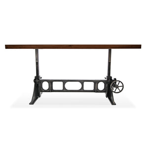 Industrial Dining - Adjustable Height Crank - Cast Iron Base - Walnut Finish Dining Table Rustic Deco