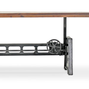 Industrial Dining Table 8 Foot - Cast Iron Base - Adjustable Height - Rustic Natural Dining Table Rustic Deco