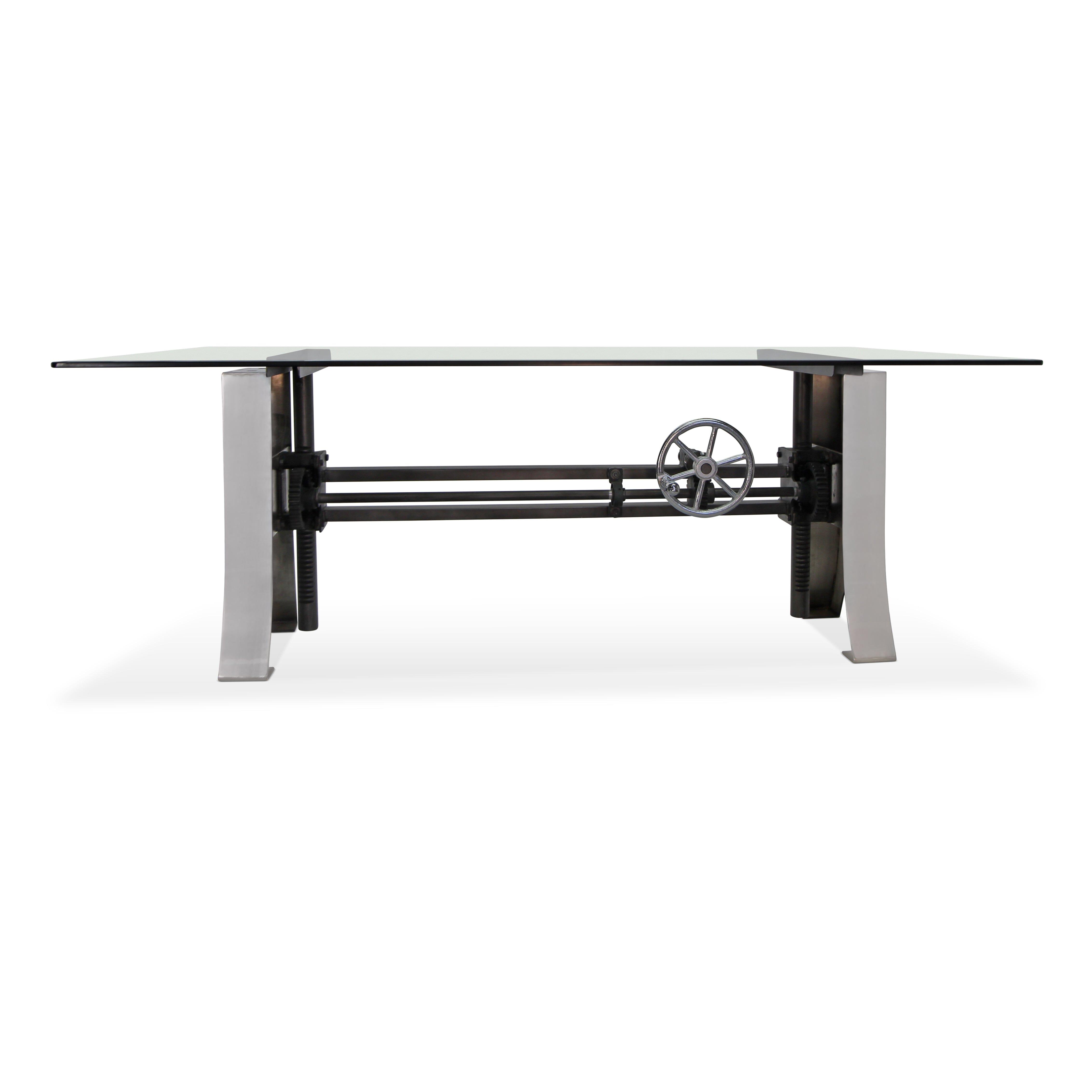 Industrial Dining Table Polished Stainless Steel Adjustable Height ...