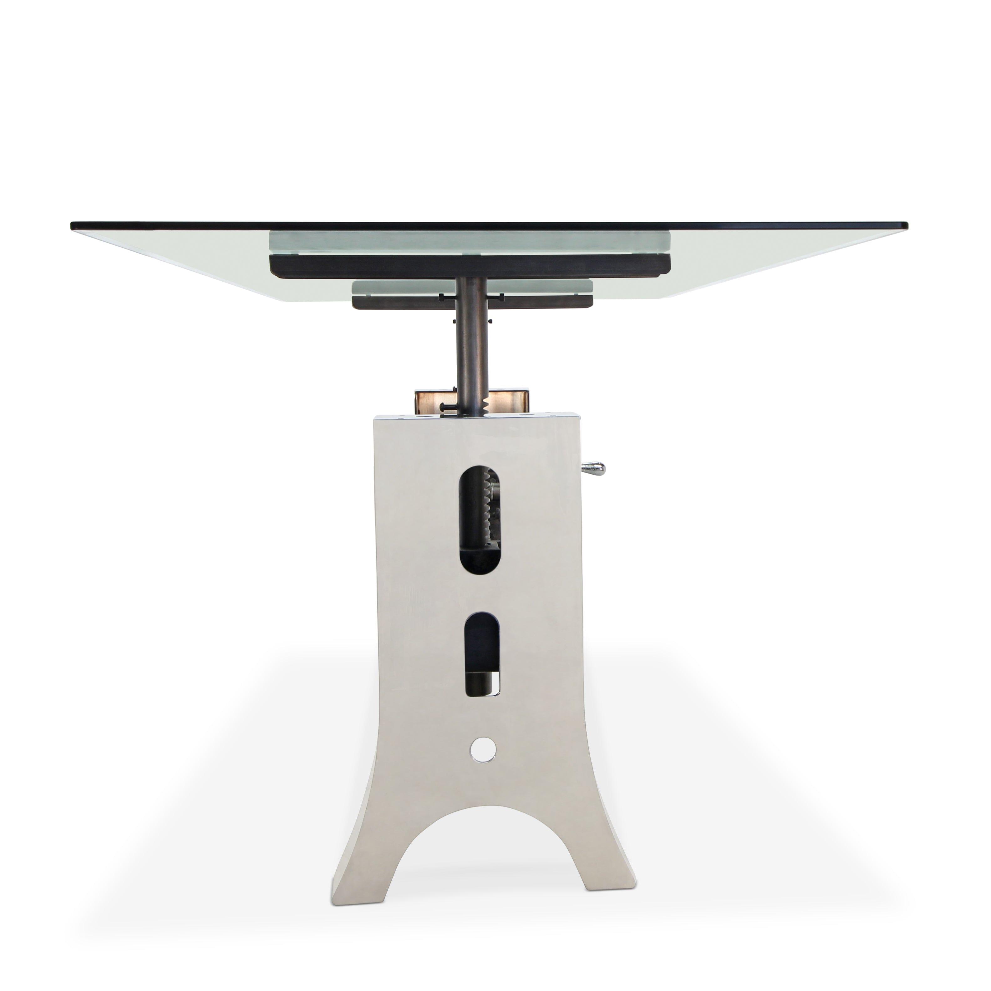 Industrial Dining Table Polished Stainless Steel Adjustable Height ...