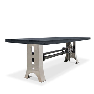Industrial Dining Table Polished Stainless Steel Adjustable Height Gray Dining Table Rustic Deco