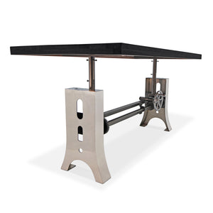 Industrial Dining Table Stainless Steel Adjustable Height Rustic Ebony Dining Table Rustic Deco
