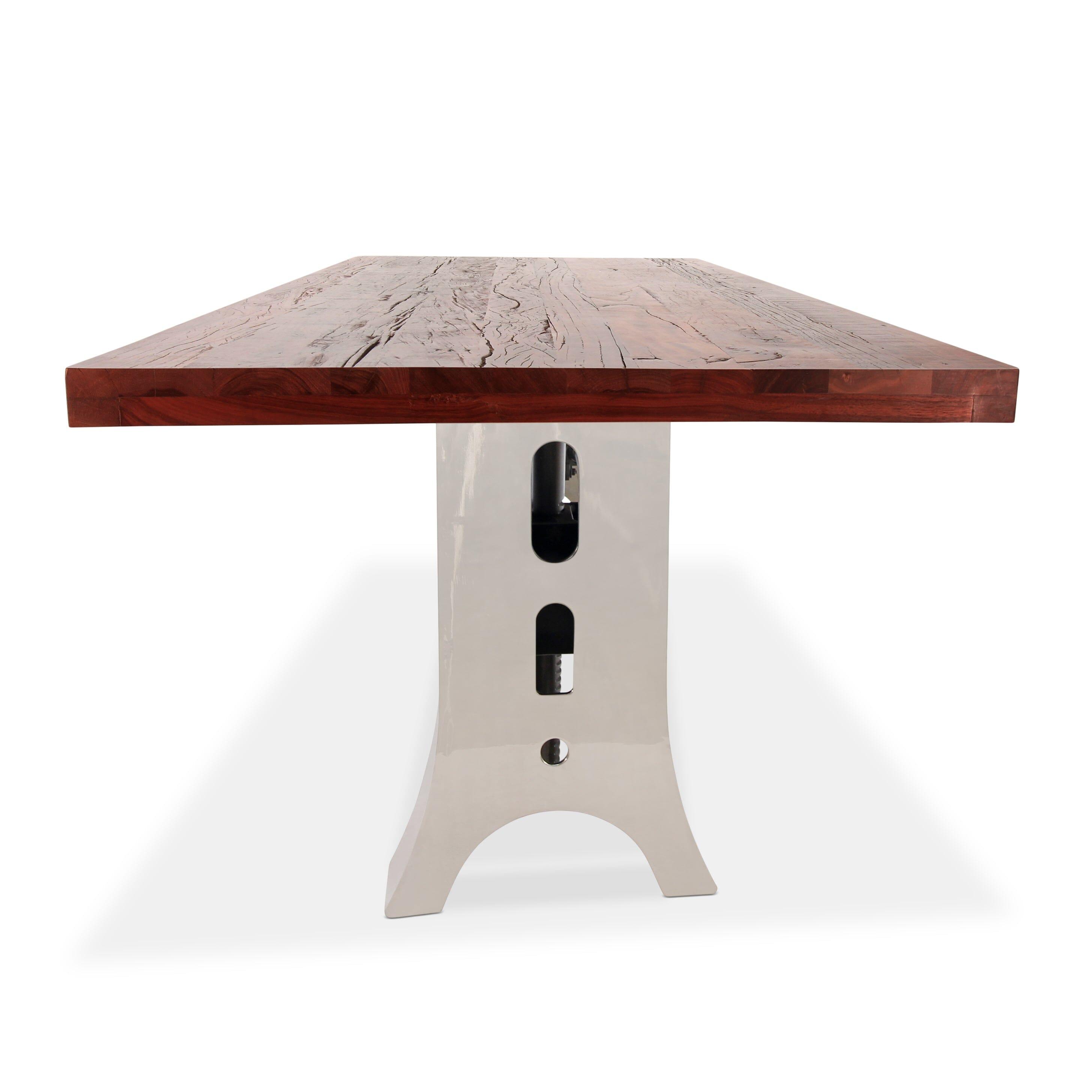 Steel Rustic Table Industrial Dining Table Stainless Steel Adjustable Height Rustic ...