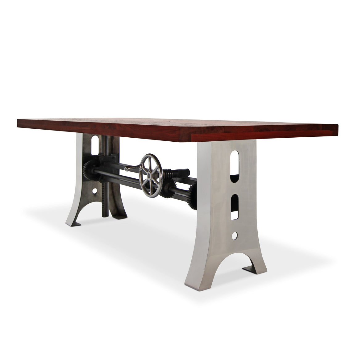 Industrial Dining Table Stainless Steel Adjustable Height Rustic Mahogany Dining Table Rustic Deco