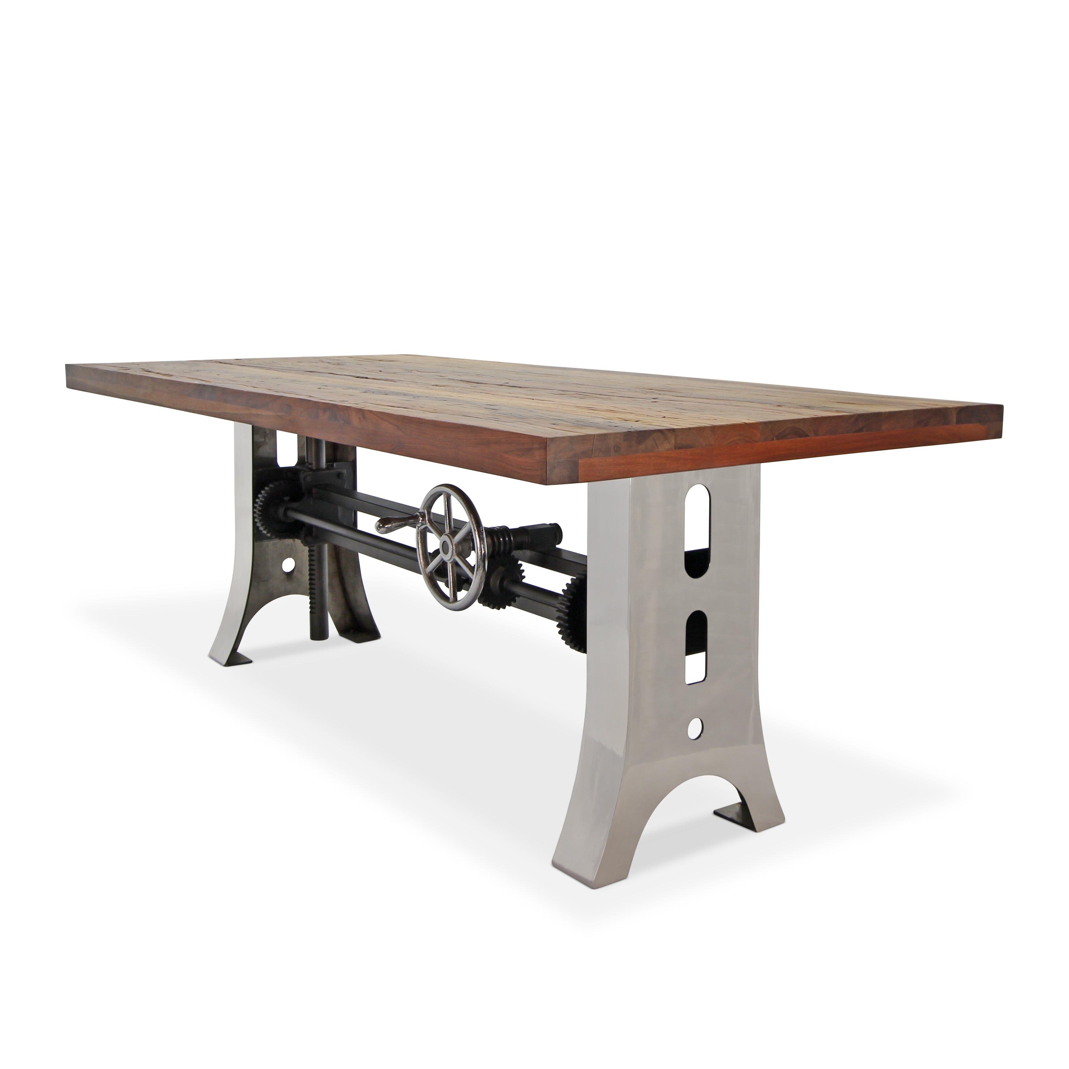 Steel Rustic Table Industrial Dining Table Stainless Steel Adjustable Height Rustic ...
