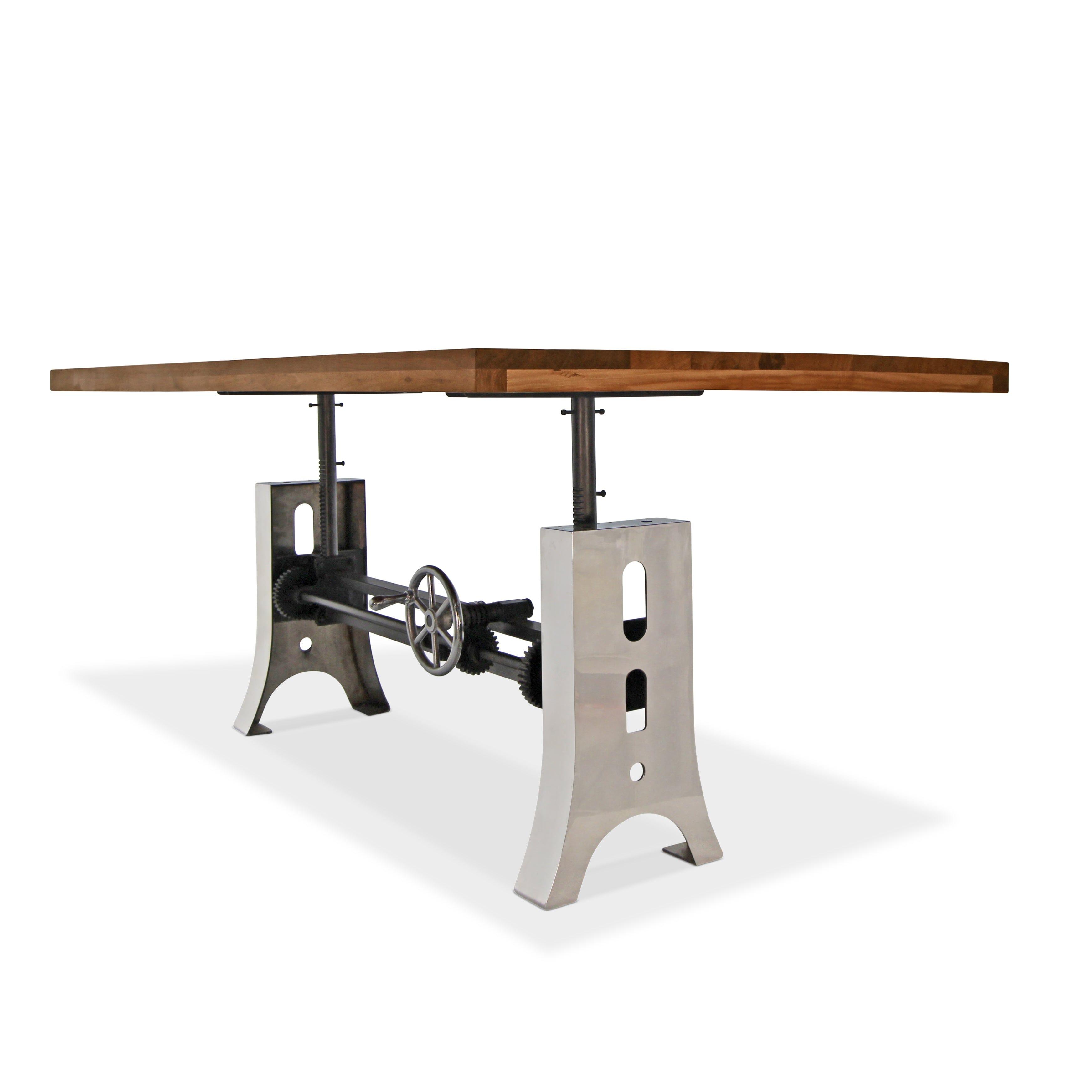 Steel Rustic Table Industrial Dining Table Stainless Steel Adjustable Height Rustic Walnut ...