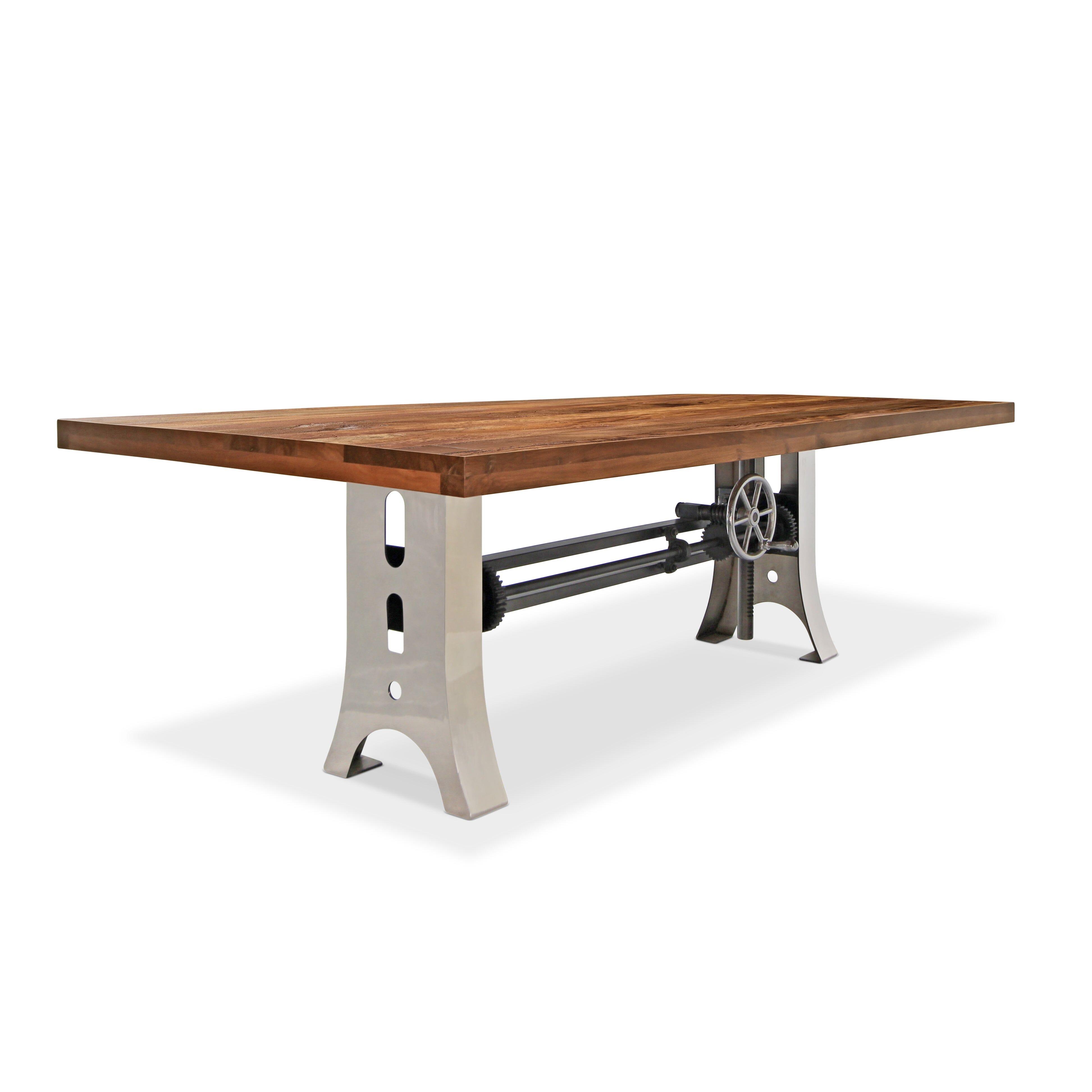 Steel Rustic Table Industrial Dining Table Stainless Steel Adjustable Height Rustic Walnut ...