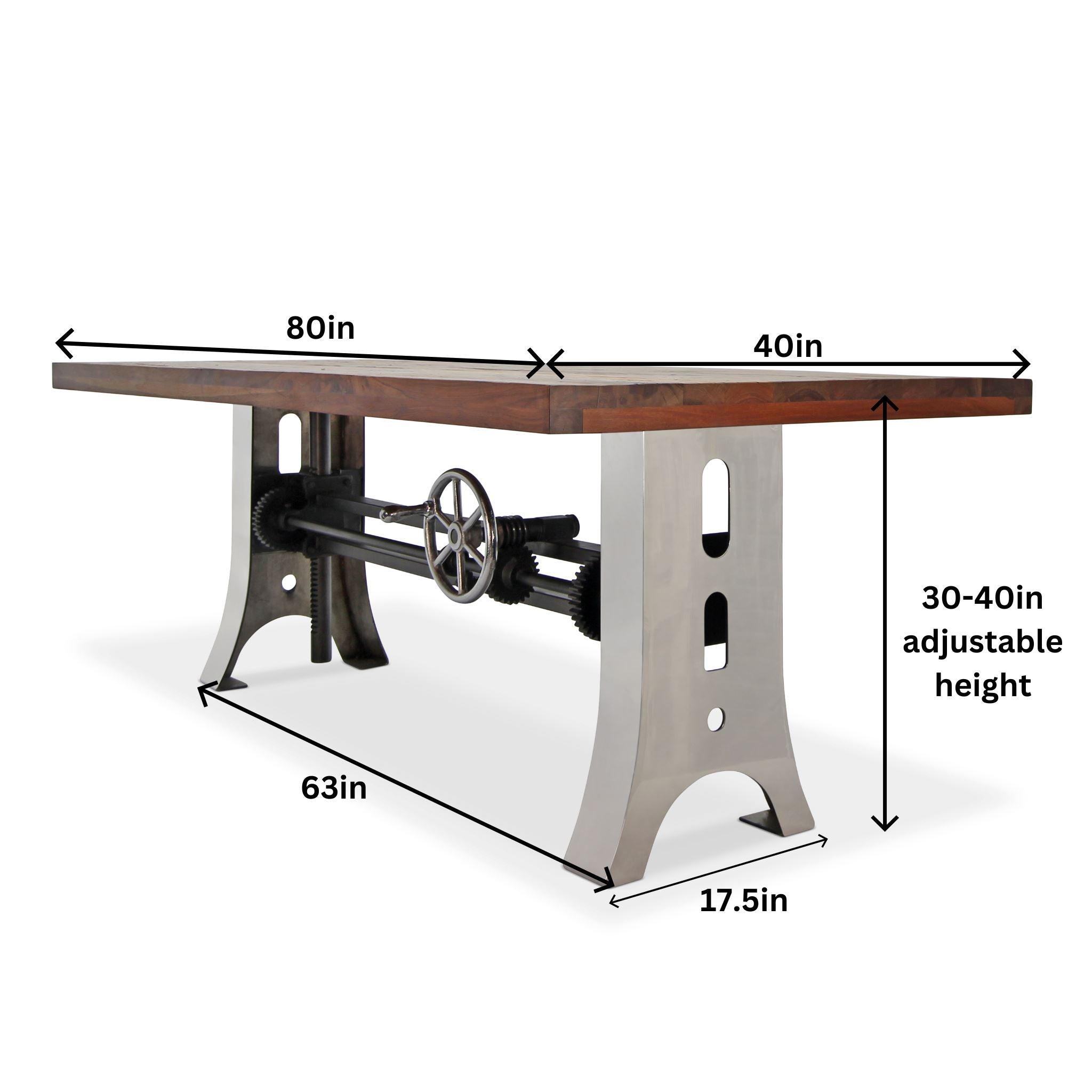 Steel Rustic Table Industrial Dining Table Stainless Steel Adjustable Height Rustic Walnut ...