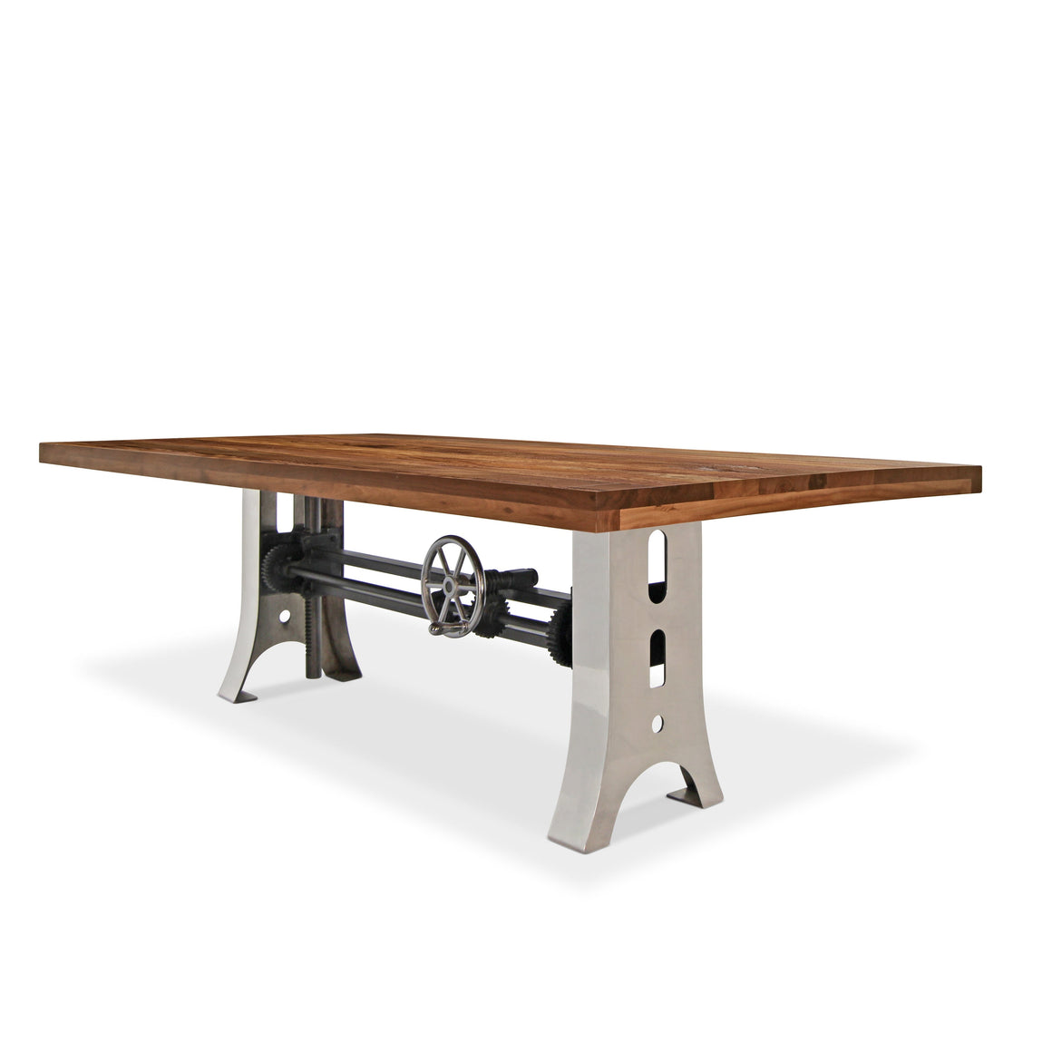 Industrial Dining Table Stainless Steel Adjustable Height Rustic Walnut Dining Table Rustic Deco