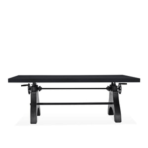KNOX Adjustable Dining Table - Cast Iron Base - Ebony Top Dining Table Rustic Deco