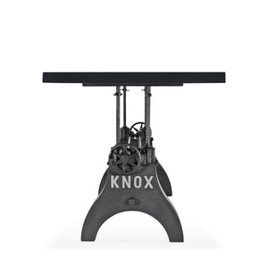 KNOX Adjustable Dining Table - Cast Iron Base - Ebony Top Dining Table Rustic Deco