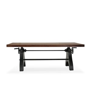 KNOX Adjustable Dining Table - Cast Iron Base - Natural Top Dining Table Rustic Deco