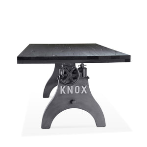 KNOX Adjustable Dining Table - Cast Iron Base - Rustic Black Ebony Dining Table Rustic Deco