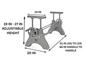 Knox Adjustable Height Bench Base Legs - Black Cast Iron - DIY DIY Rustic Deco