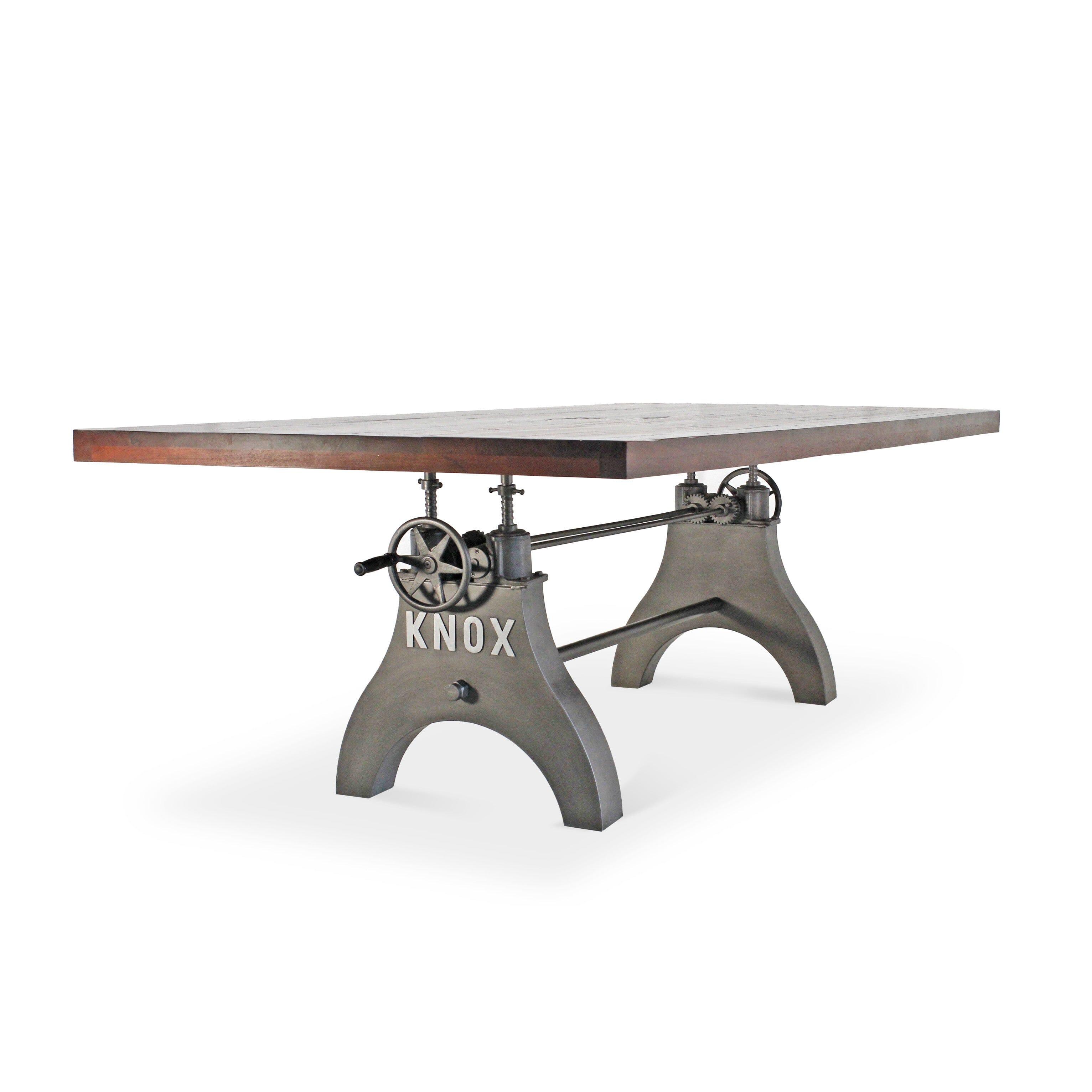 KNOX Adjustable Height Dining Table - Steel Base - 8ft Rustic Mahogany
